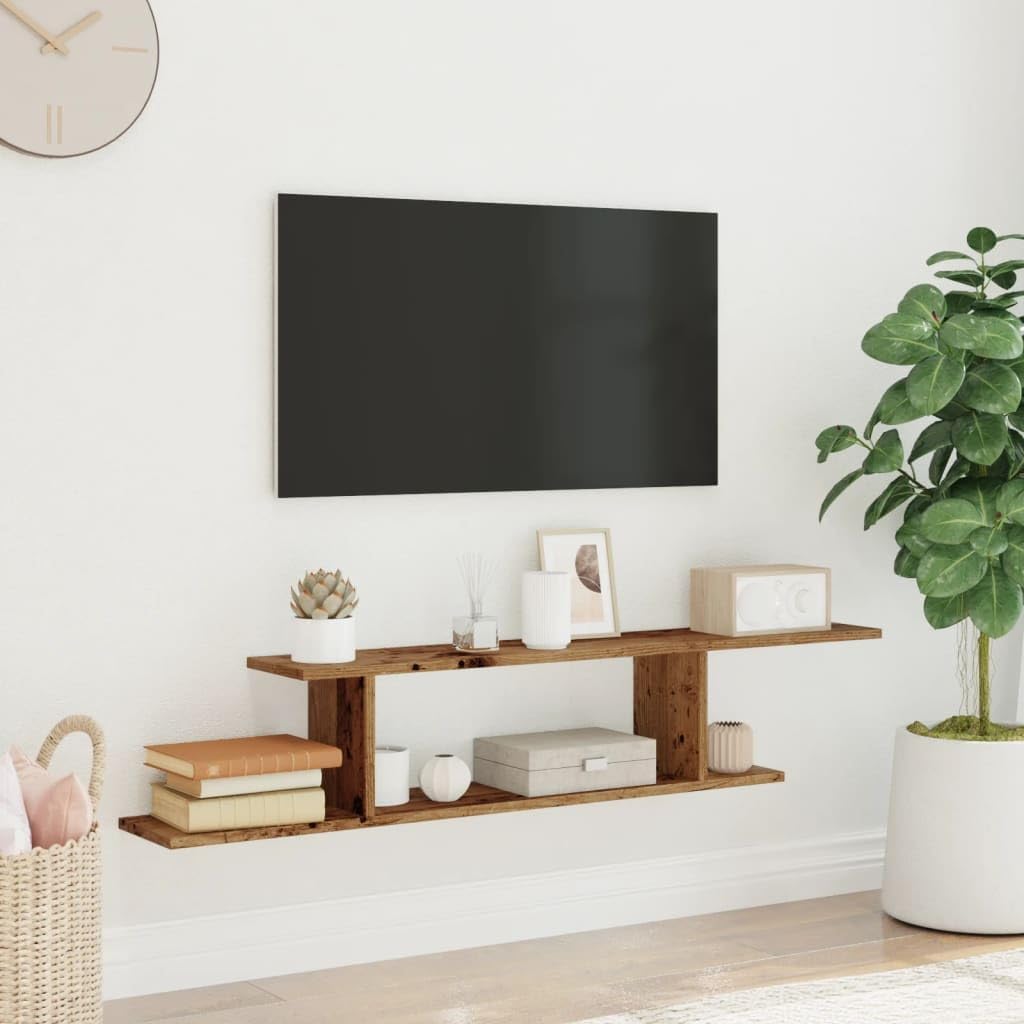 vidaXL TV-Wandregal Altholz-Optik 125x18x23 cm Holzwerkstoff, Wandregal, Wand-TV-Einheit, hängendes