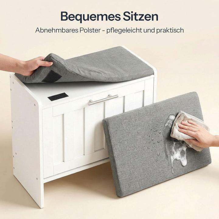 HOOBRO Schuhablage, Schuhregal mit gepolsterter Sitzbank, Schuhkipper für 9 Paar Schuhe, Klappfach m