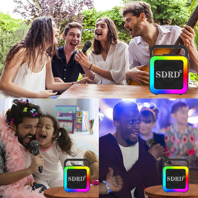 Karaoke-Maschine mit zwei drahtlosen Mikrofonen, tragbarer Bluetooth-Lautsprecher für Erwachsene und