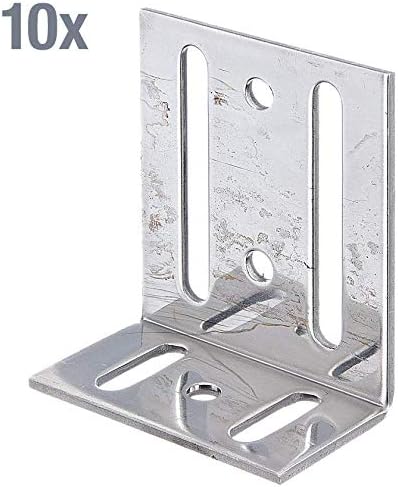 Alberts 851835 Verstellwinkel | mit Langloch | Edelstahl | 35 x 75 x 65 mm | 10er Set, Edelstahl