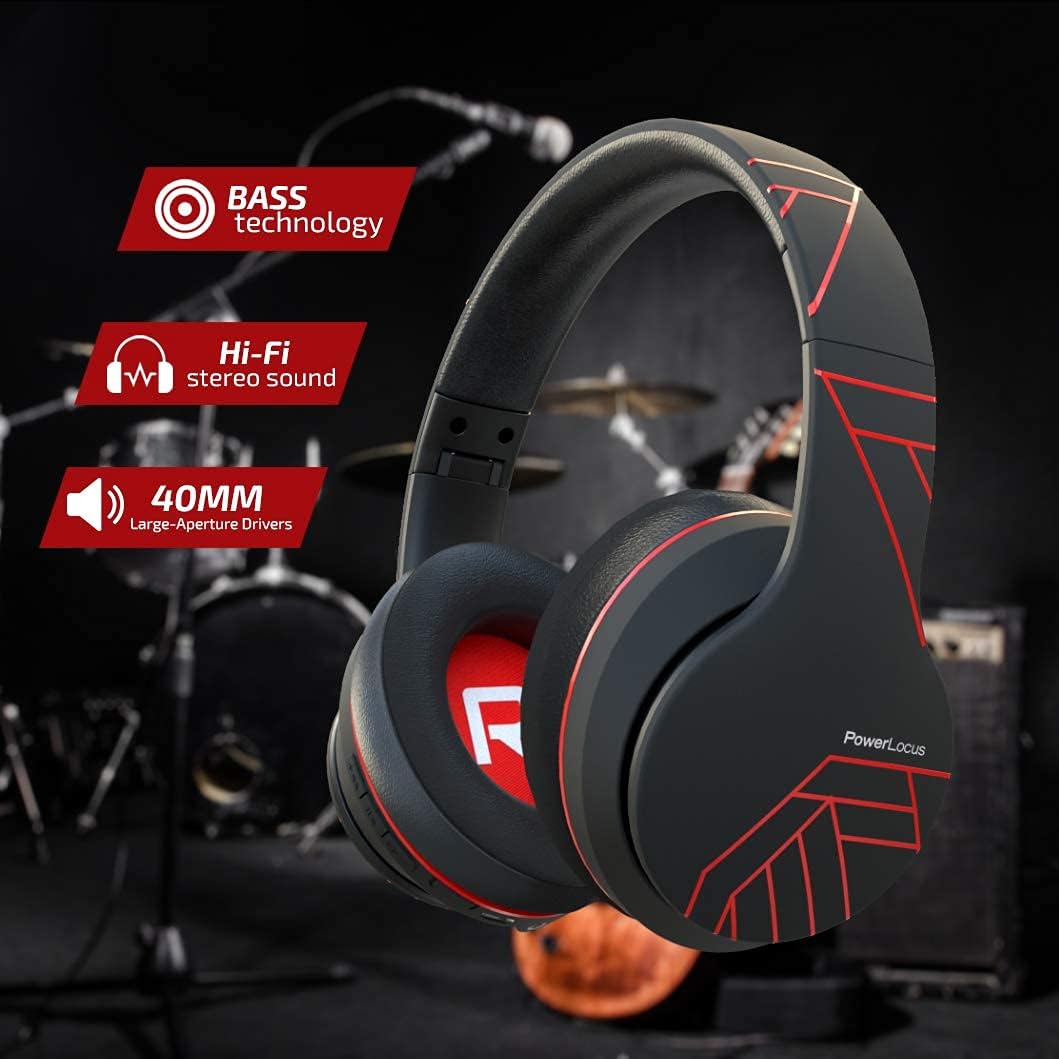 PowerLocus P6 Bluetooth Kopfhörer Over Ear, Over Ear Kopfhörer Kabellos mit Super Bass, 40Std. Spiel