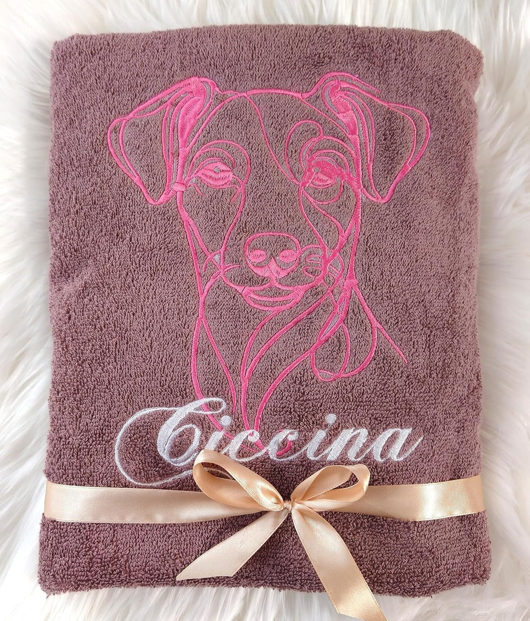 Hundehandtuch Portrait Rasse und Namen Bestickt Geschenk Hundebesitzer Welpenhandtuch Handtuch Hund