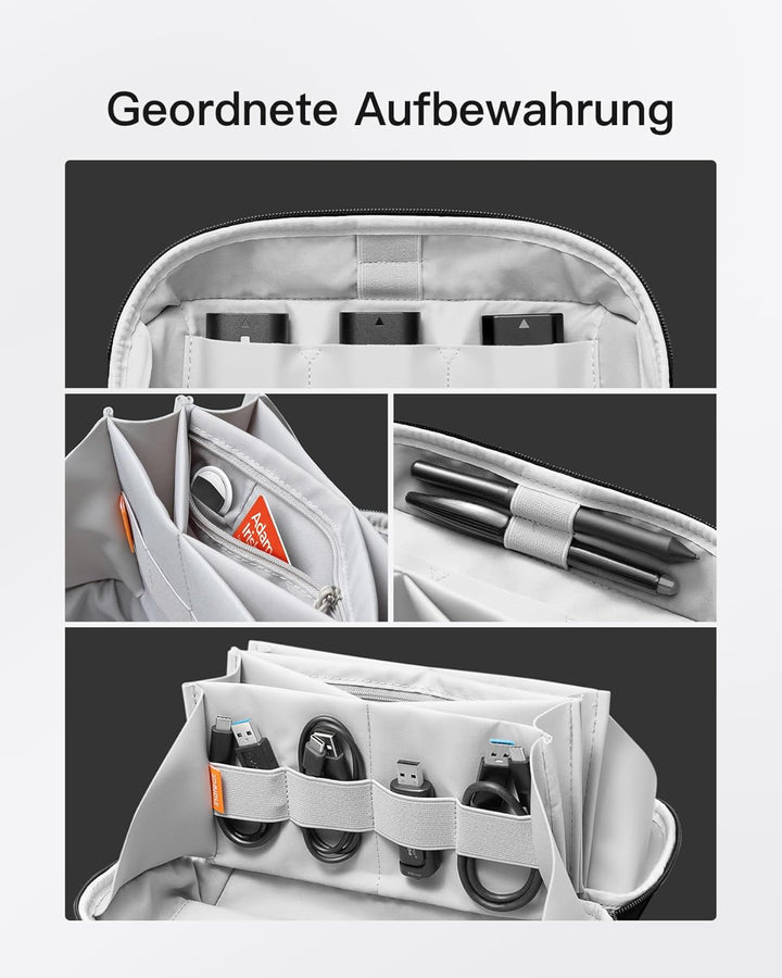 Inateck Elektronik Case, Spritzwassergeschützte Zubehörtasche, Gadget Organizer Tasche, USB Kabel Or