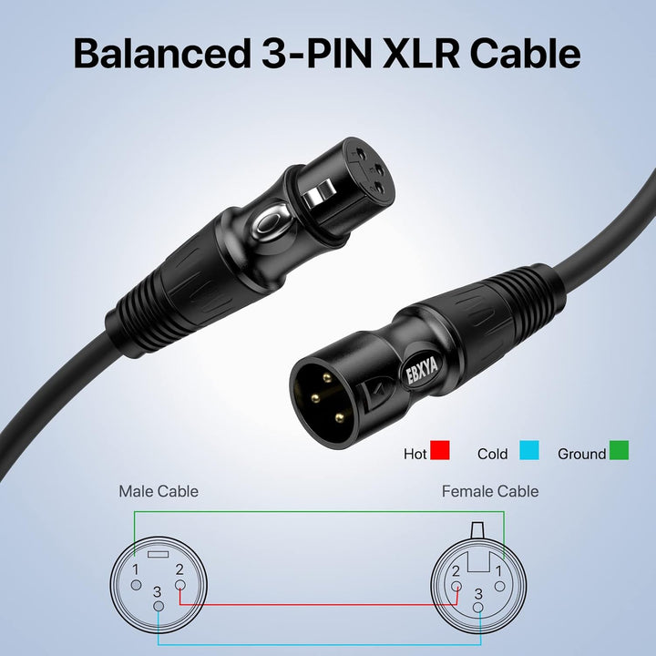 EBXYA XLR Kabel Mikrofonkabel 10M 3-Pin symmetrisch XLR Stecker auf Buchse Kabel mehrfarbig Mikrofon