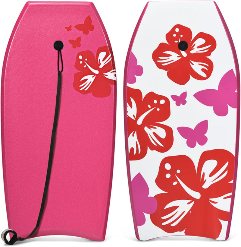 GYMAX Surfbrett 105 x 51 cm, Schwimmbrett mit Zugseil, max. Belastung: 85 kg, Bodyboard Surfboard mi