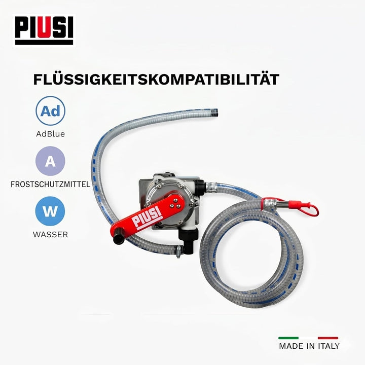 PIUSI Handkurbelpumpe für AdBlue/Urea/DEF, Wasser und Frostschutzmittel mit IBC-Tankhalterung, 38 Li