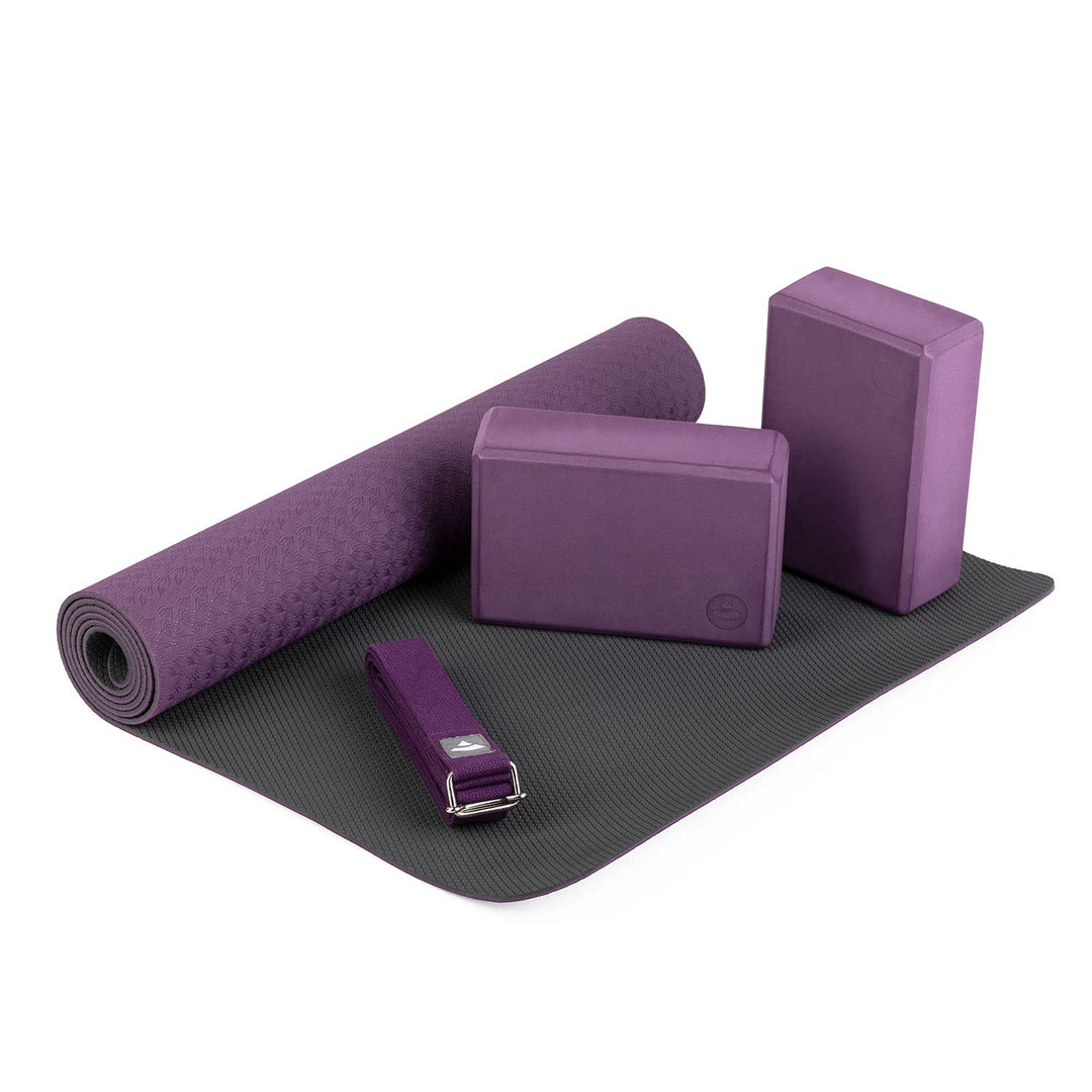 Bodhi Yoga Starter-Set Komplett | Set bestehend aus: 1 Yogamatte aus TPE, 2 Yoga-Bricks aus Eva (Moo