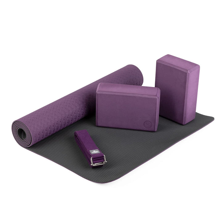 Bodhi Yoga Starter-Set Komplett | Set bestehend aus: 1 Yogamatte aus TPE, 2 Yoga-Bricks aus Eva (Moo
