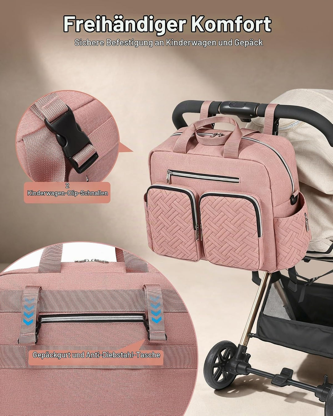 KONO Baby-Wickeltasche, stilvoll, für Mama und Papa, wandelbare Reisetasche mit isolierten Taschen G