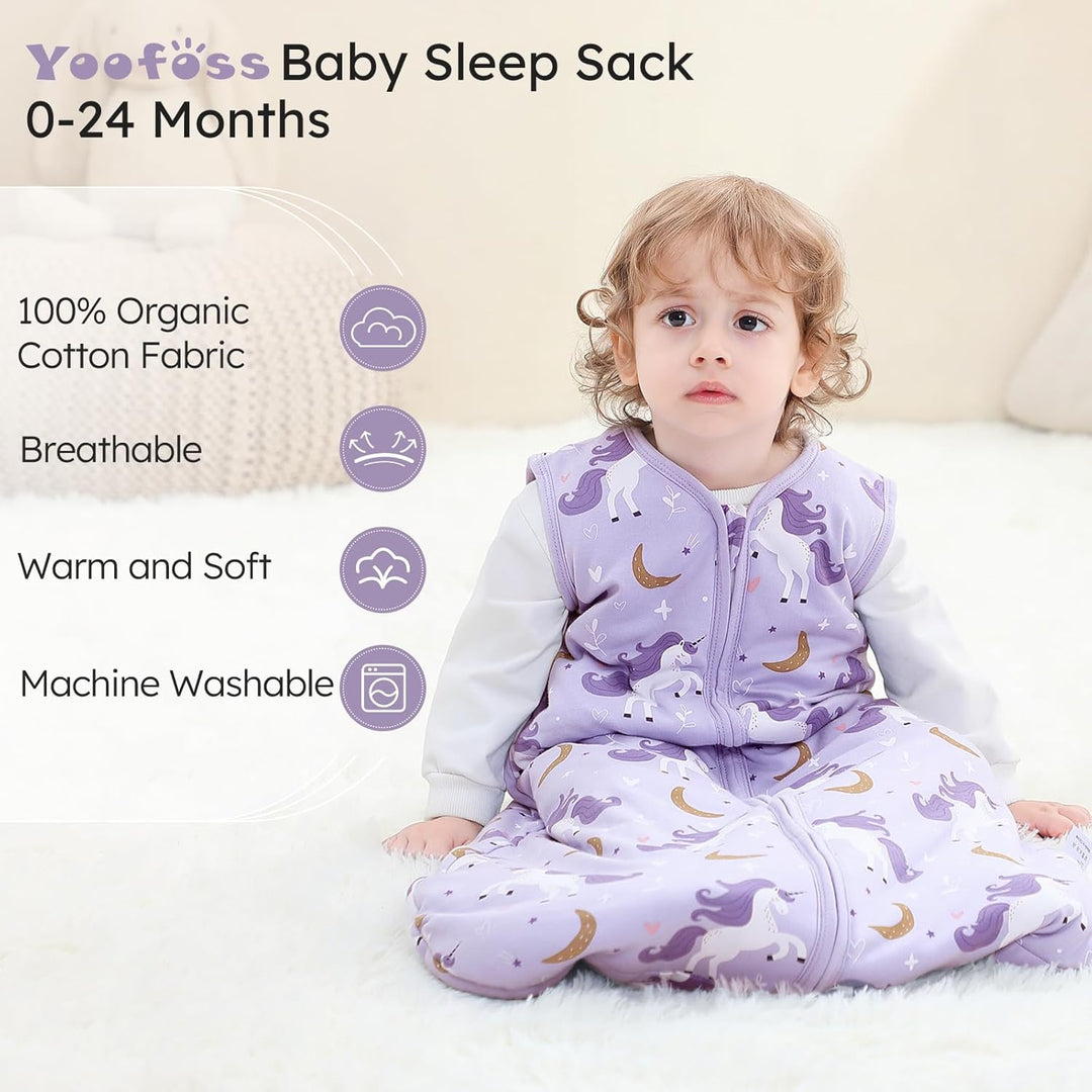 Yoofoss Schlafsack Baby Winter 2.5 Tog - 78cm/6-12 Monate Winterschlafsack Baumwolle Warm Babyschlaf