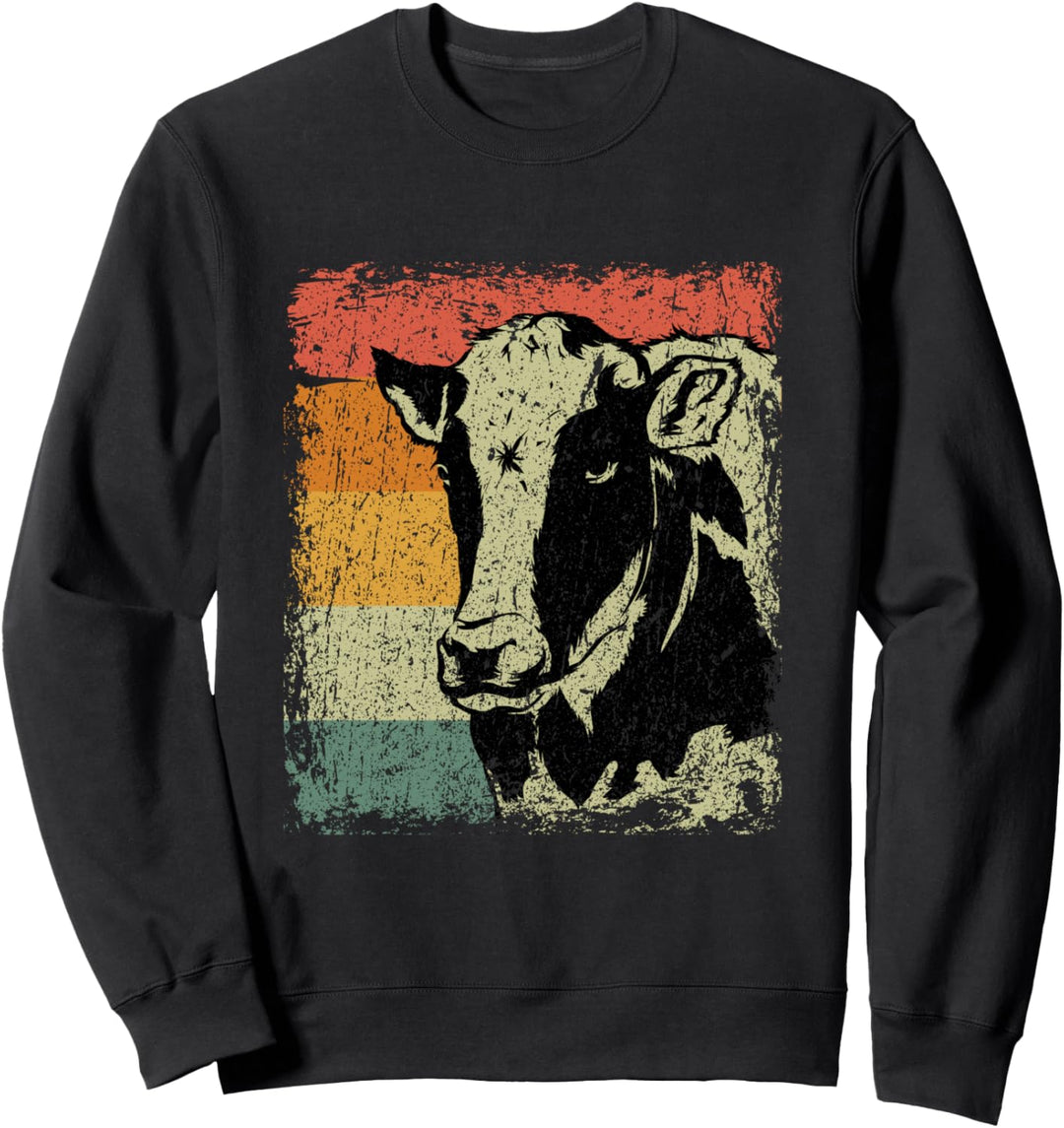 Retro Bauer Geschenk Vintage Kuh Sweatshirt