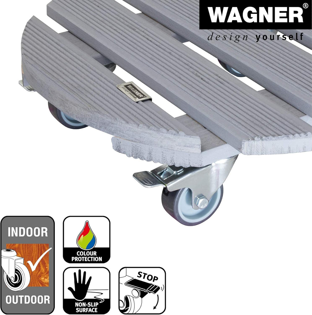 WAGNER Pflanzenroller CREO Ø 38 x 10,5 cm I Blumenroller für Aussenbereich + Innenbereich I FSC®-Mas