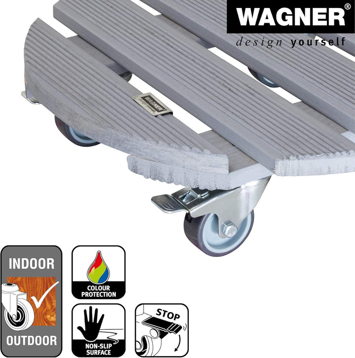 WAGNER Pflanzenroller CREO Ø 38 x 10,5 cm I Blumenroller für Aussenbereich + Innenbereich I FSC®-Mas