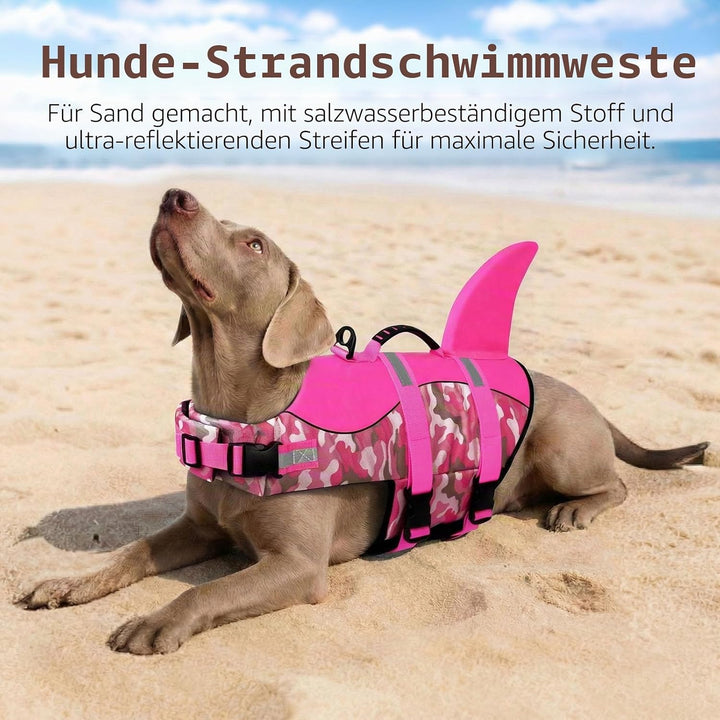 CITÉTOILE Schwimmweste Hunde Hai, Leicht und Sicher für Wassersport, hundeschwimmweste mit Griff und