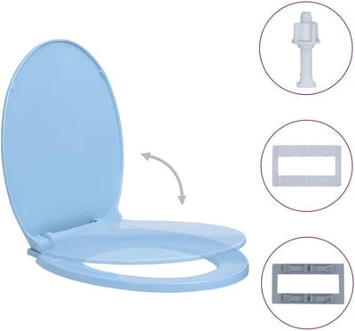 HOMIUSE Toilettendeckel 46x34 cm Toilettensitz mit Absenkautomatik Blau Oval Wc Sitz mit Absenkautom