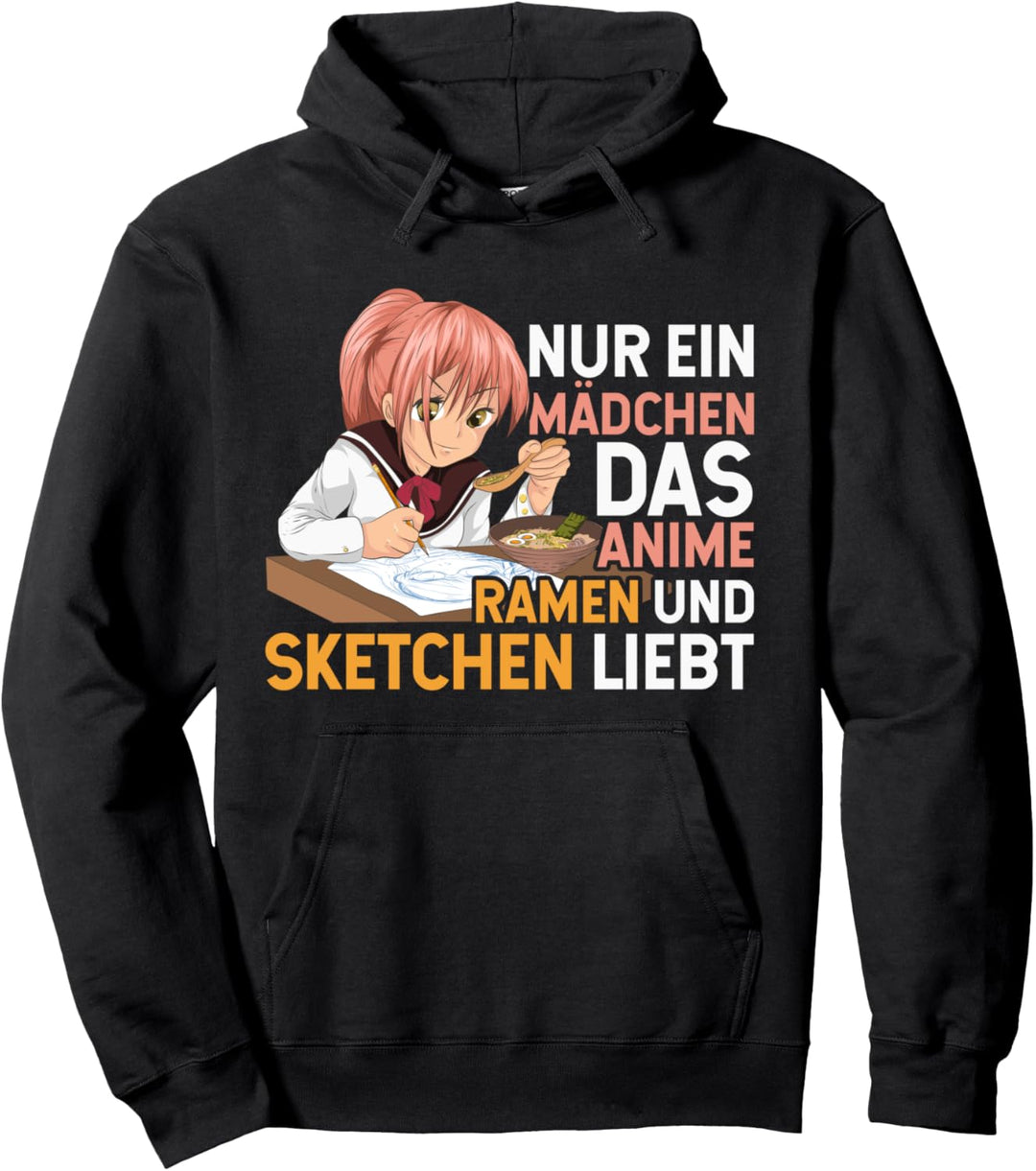 Japanische Ramen Nudeln Manga Sketchen Anime Mädchen Pullover Hoodie