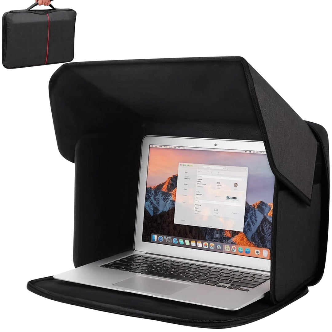 Laptop Sonnenschutz, 2-in-1 Faltbares Laptop Zelt & Tasche, Blendfreier Bildschirmschutz für Laptops