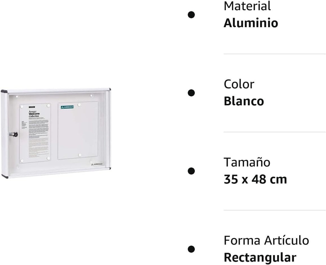 ARREGUI PAN41 Schaukasten aus Aluminium für 2 DIN A4 Blätter | Rostfreier Schaukasten | Magnetischer