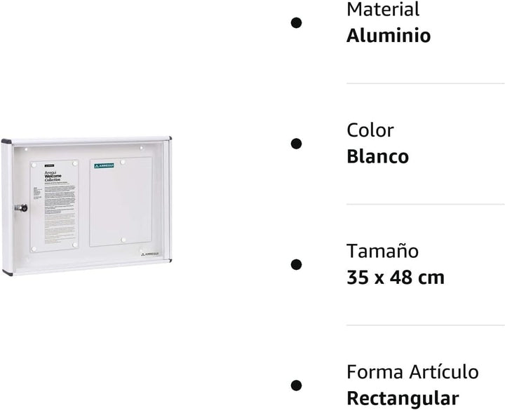 ARREGUI PAN41 Schaukasten aus Aluminium für 2 DIN A4 Blätter | Rostfreier Schaukasten | Magnetischer