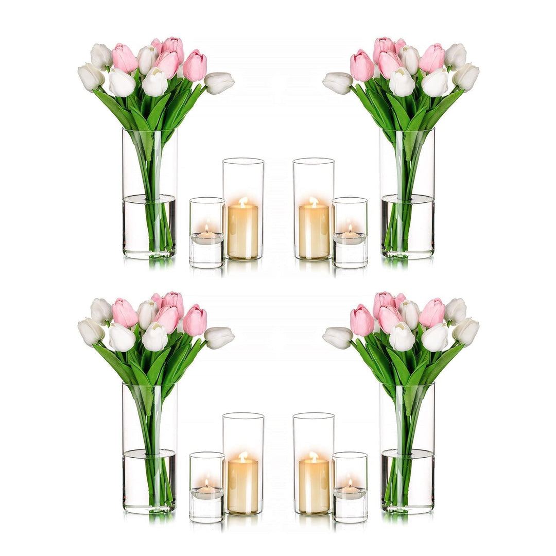 Windlicht Glas Kerzenhalter Kerzenständer Glaszylinder：Romadedi 12er Set Windlichter für Kerzen Stum