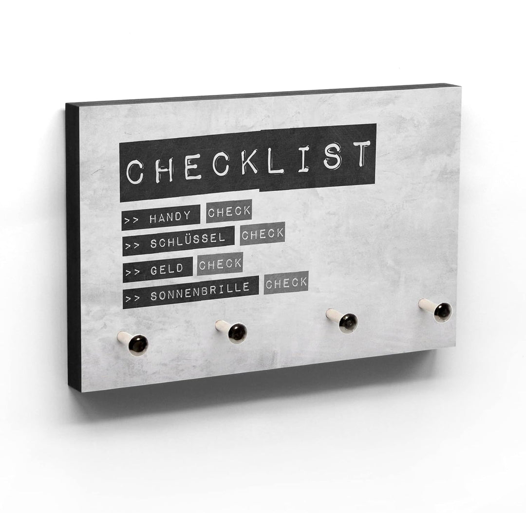 Schlüsselbrett Checklist - Lustiges Schlüsselboard - Nichts mehr Zuhause vergessen - Handy - Schlüss