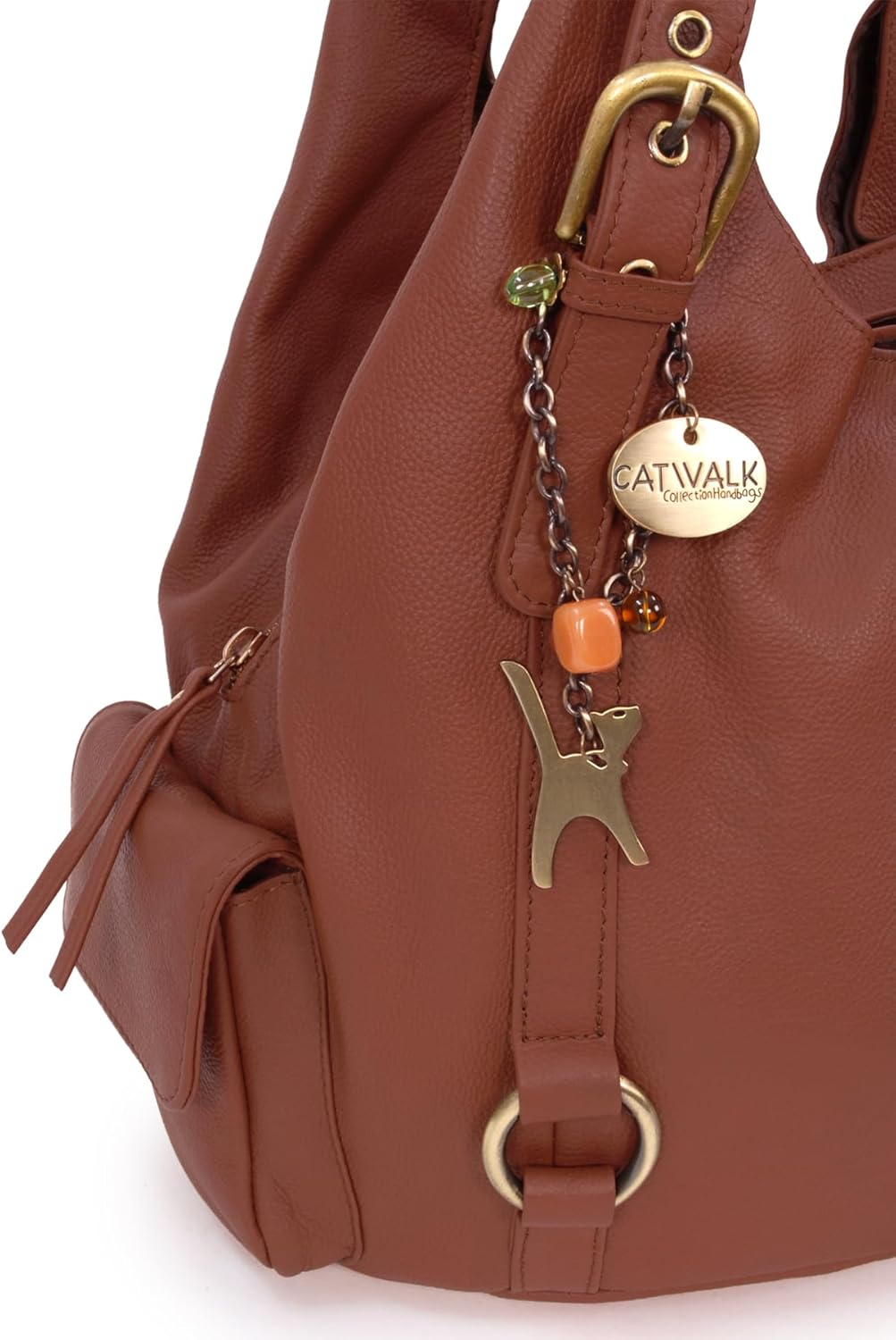 Catwalk Collection Handbags - Leder - Umhängetasche/Schultertasche - ALEX Hellbraun, Hellbraun