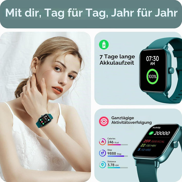 Smartwatch Herren Damen mit Telefonfunktion,1.8" Smart Watch Fitnessuhr mit Whatsapp und Alexa,Herzf