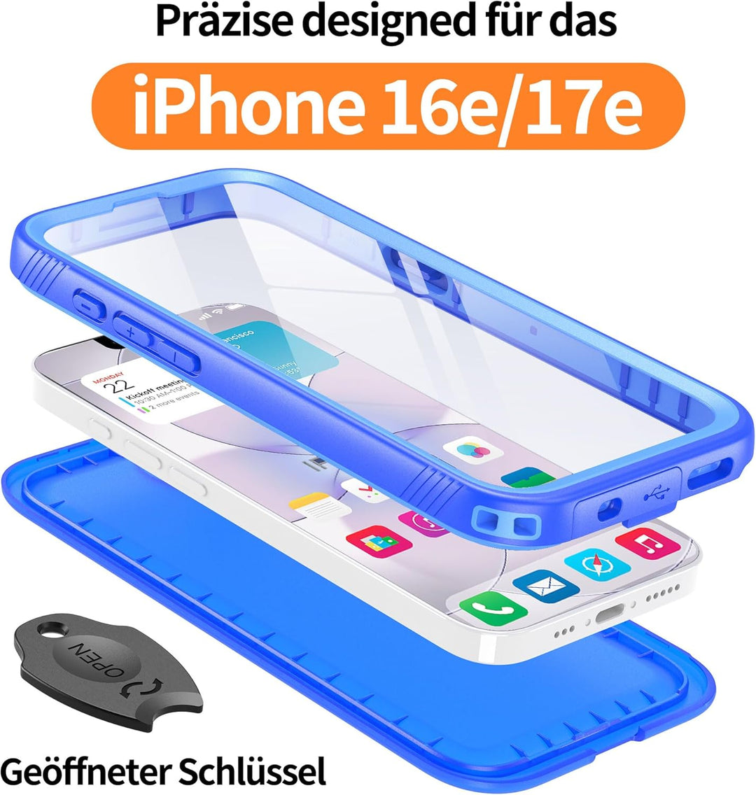 Cozycase TOP Militärschutz für iPhone 16e 17e wasserdichte 360 Grad Hülle - 2m Sturzfest Panzerhülle