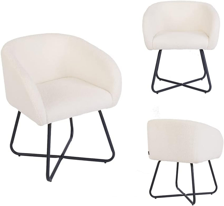 Mingone Sessel Kleine Loungesessel Cocktailsessel Modern Lammwolle Designer Polstersessel mit Schwar
