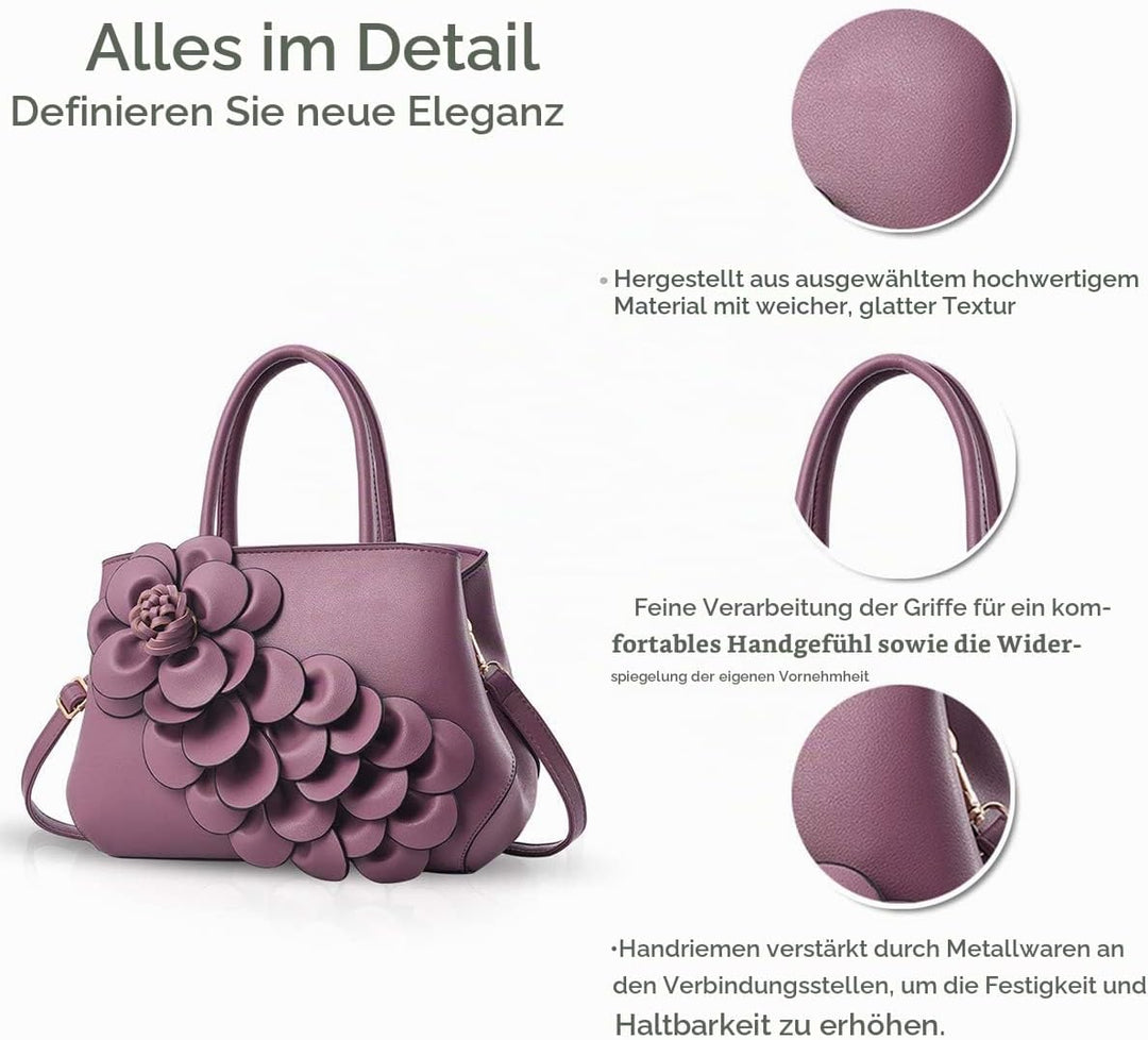 NICOLE &amp; DORIS Umhängetasche Umhängetasche Handtasche Blumenmotiv für Damen Violett, Violett