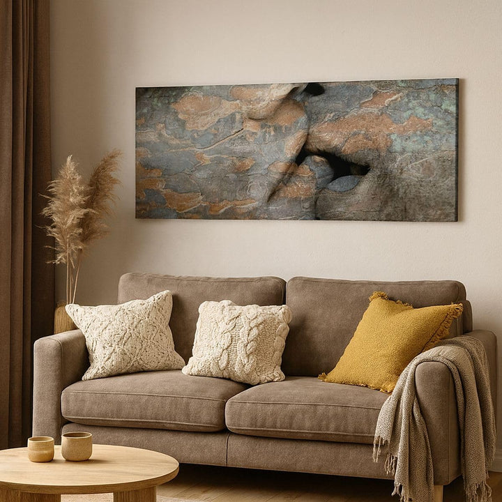 Panorama Bilder auf Leinwand Frau Mann Kuss Abstraktion Leinwandbild 90x30cm Wandbilder Dekoration W