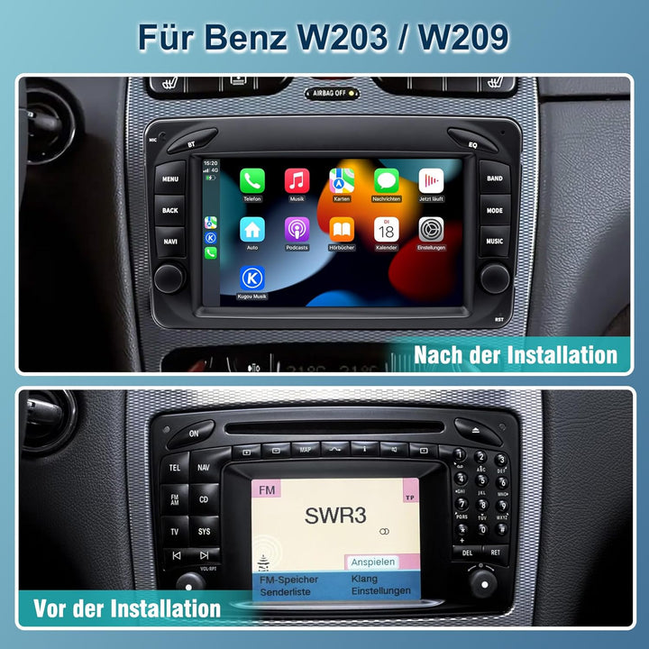 Android 13 Autoradio für Mercedes C-Klasse W203/G-Klasse W463/CLK W209 | 7-Zoll-IPS-Touchscreen mit