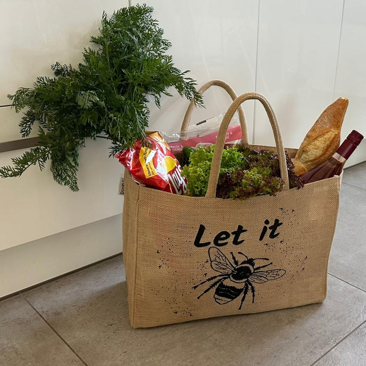 Domelo Einkaufskörbe. Bedruckte Einkaufstasche. Jute Tasche gross. Korbtasche, wasserabweisenden Str
