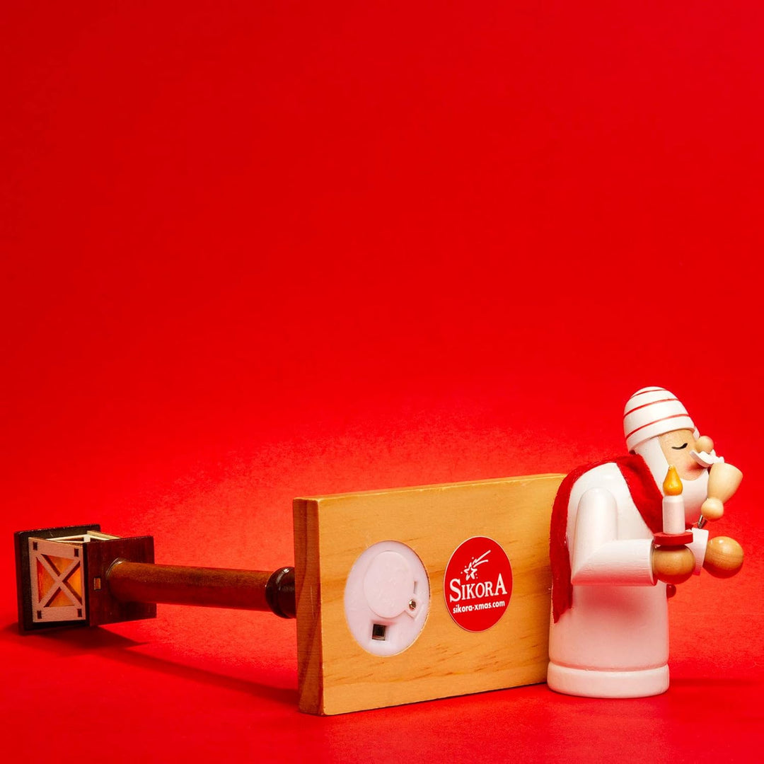 Sikora RM-A-LED Holz Räuchermännchen mit batteriebetriebener beleuchteter LED Laterne, Farbe/Modell: