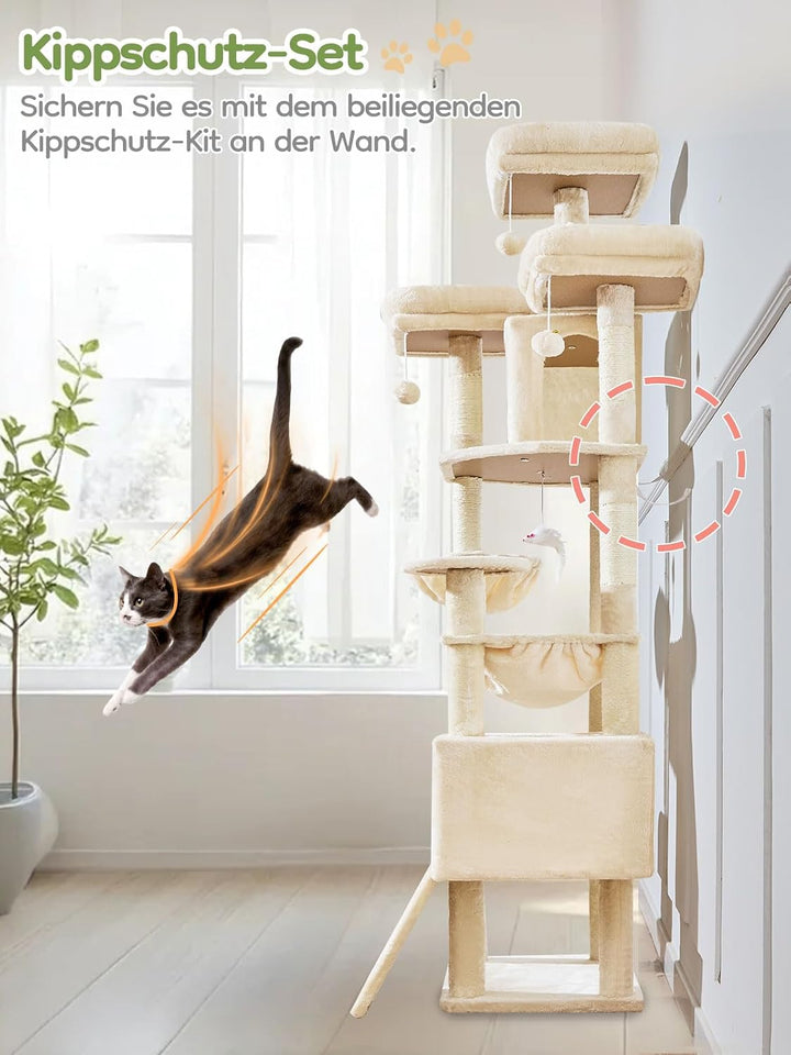 Taoqimiao 193cm Kratzbaum XXL, Grosser Katzenbaum Für Grosse Katzen, MS047M | 3 Grosse Plattform, Ka