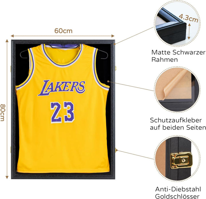 Trikotrahmen 60x80 Bilderrahmen für Trikot: Holz Rahmen zum befüllen Fussball Trikot - Gross XL Tief