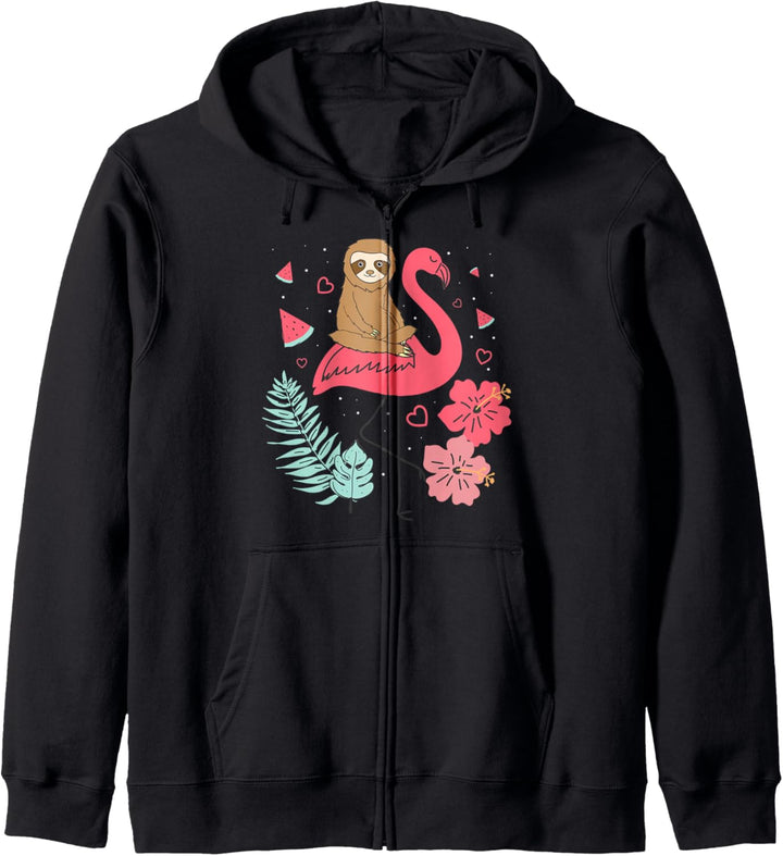 Sloth Riding Flamingo Funny Valentine Sloth Lover Gift Kapuzenjacke