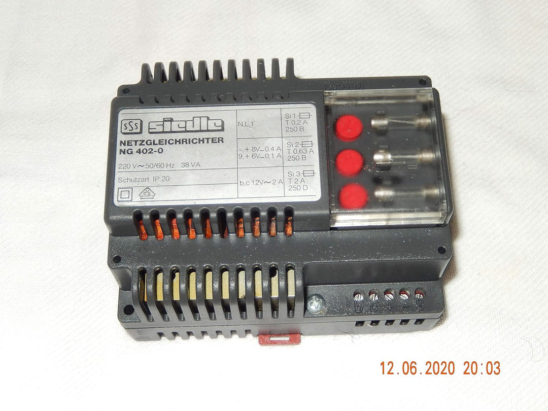 Siedle NG 402-0 Netzgleichrichter/Netzgerät/Netztrafo für Sprechanlage mit Anschlusshema, NEU ohne O