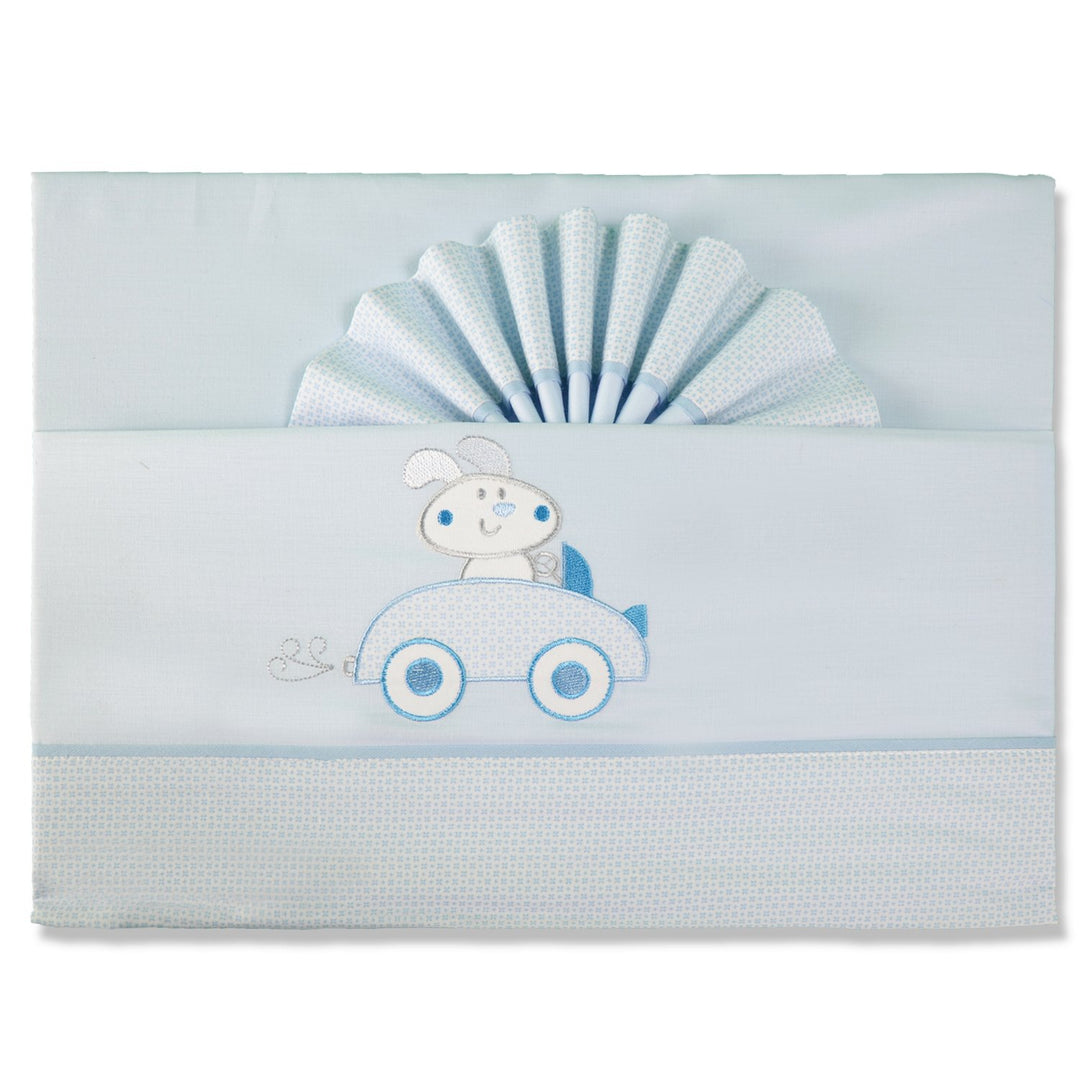 pekitas Bebe feine Bettwäsche 3 Teilig für Kinderbett 60 x 120 100% Baumwolle Made in Portugal blau