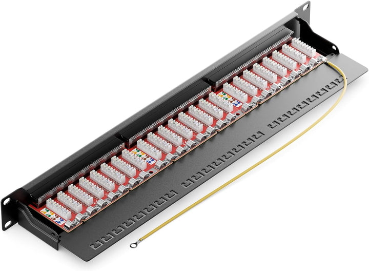 deleyCON CAT 6a Patchpanel Verteilerfeld 24 Port - Desktop 19 Zoll Rackeinbau Servermontage RJ45 Ges