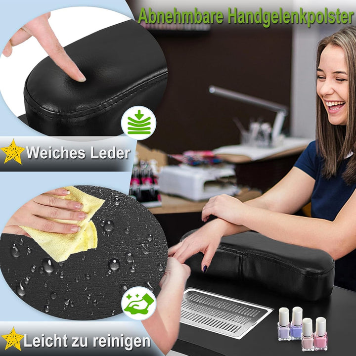 Faltbar Maniküretisch mit Absaugung, 98x44 x77 cm Maniküre Tisch Nageltisch mit Staubbeutel Tragbare