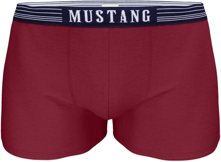 Mustang 3er Pack - Herren Boxershorts aus Baumwolle, Unterhosen für Männer, Navy/Weiss/Rot