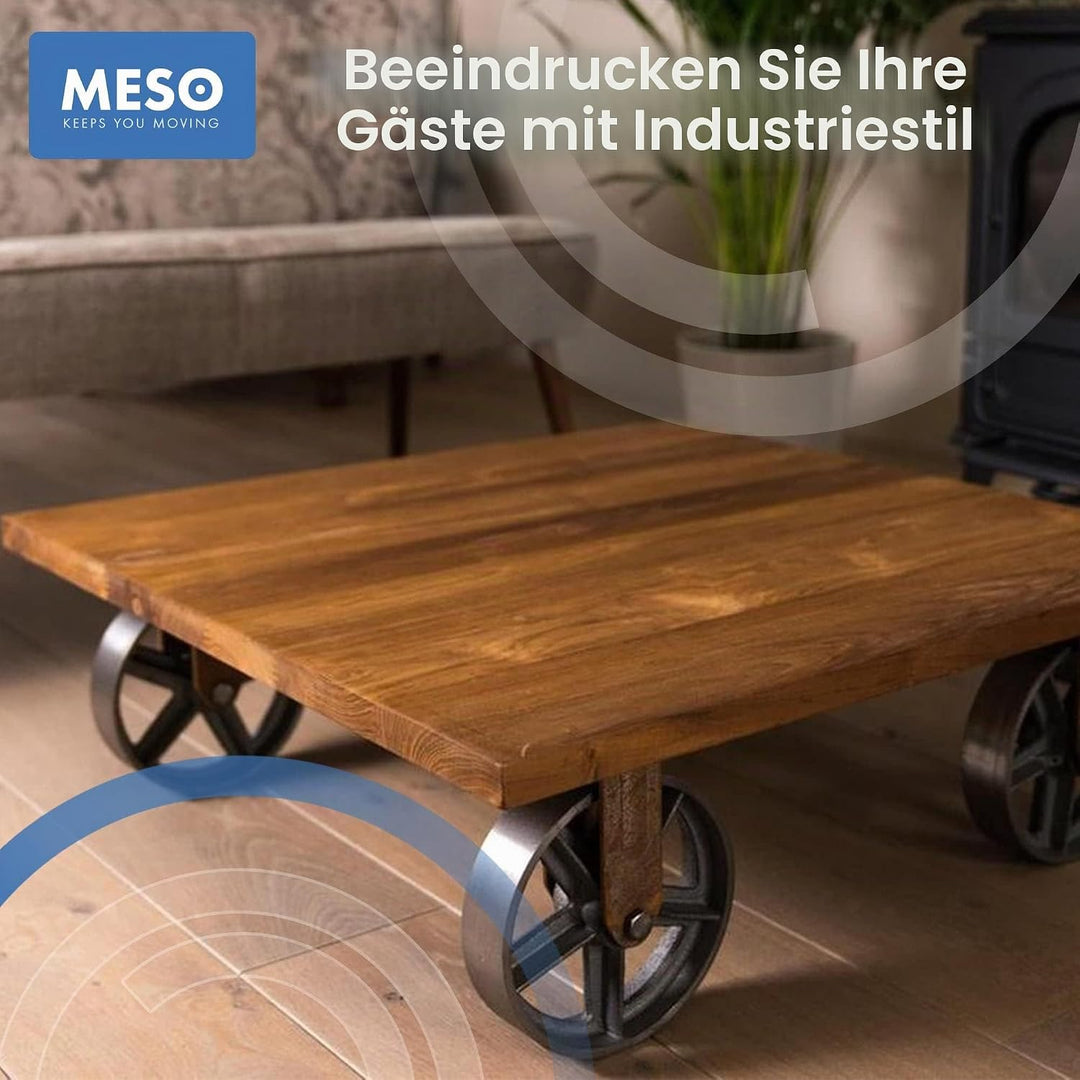 Vintage Rollen für Möbel – Räder für Möbel - Lenkrollen 75mm – 4er-Set - Alles Stahl Möbelrollen – R