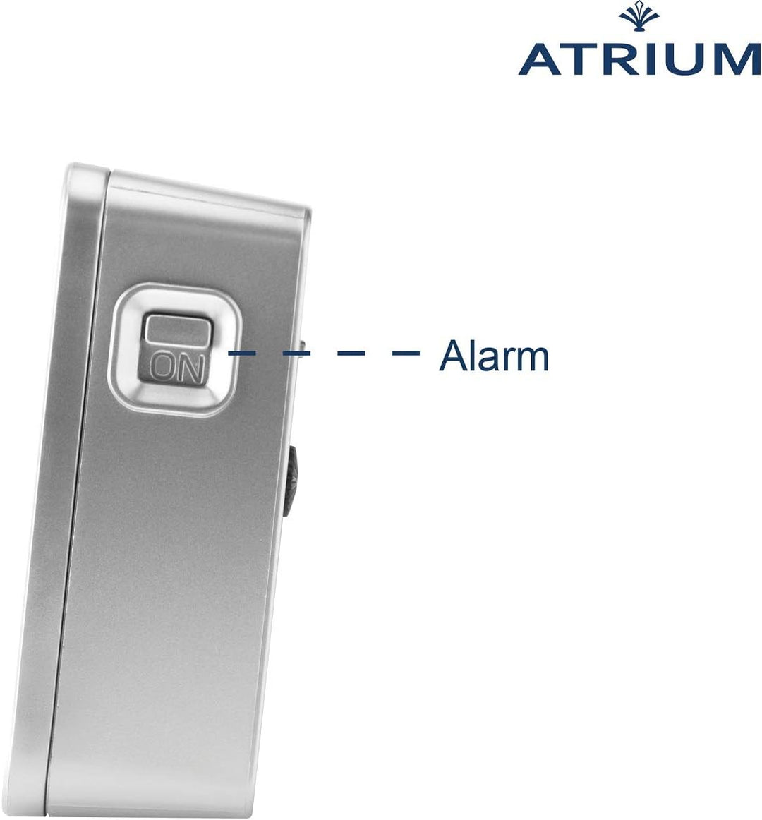 Atrium Funkwecker Analog Quarz ohne Ticken mit Licht und Snooze Leuchtzeiger Silber A660-19