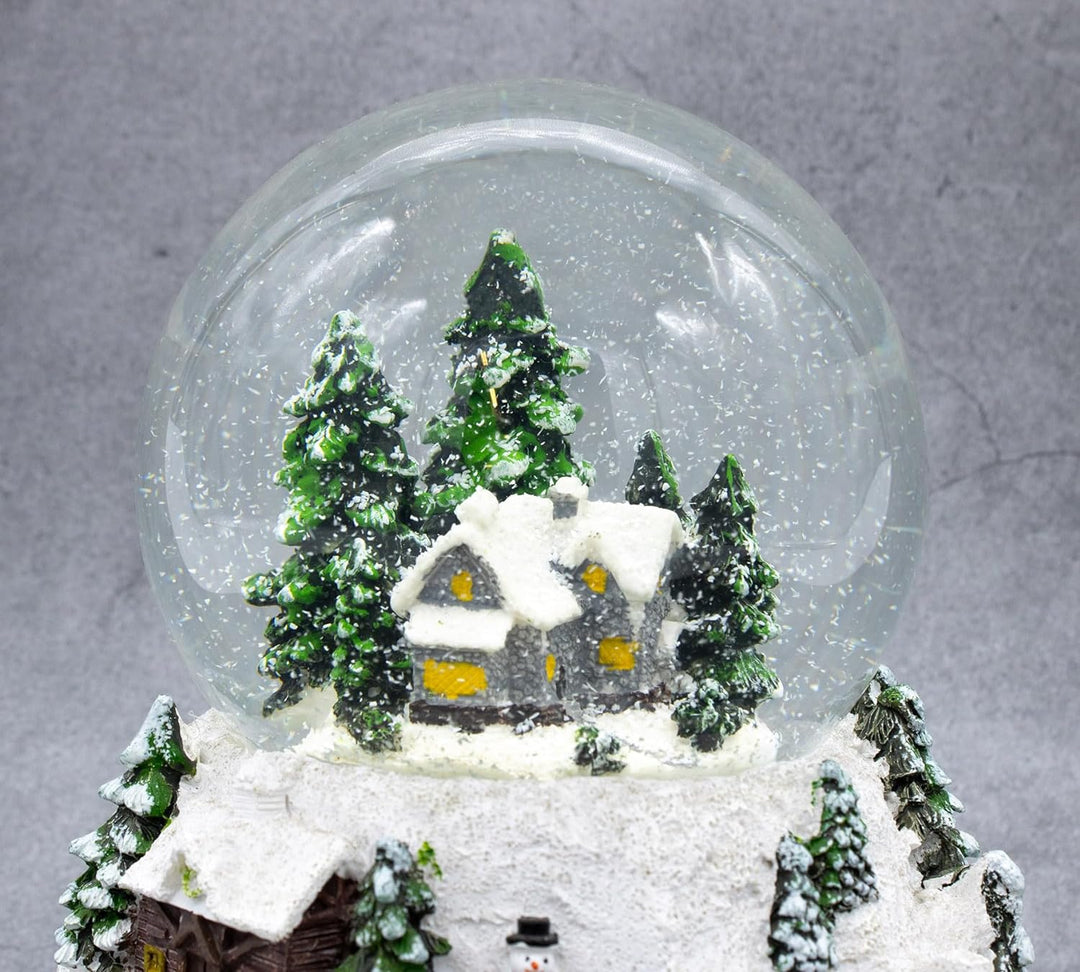 LED Schneekugel Weihnachtsdorf mit Musik - 16 x 14 cm - Weihnachts Spieluhr mit bunter Beleuchtung -