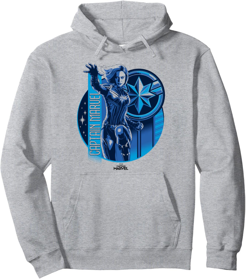 Captain Marvel Blue Hue Logo Portrait Pullover Hoodie