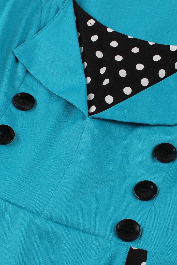 Axoe Damen 50er Jahre Kleider mit Gepunkte Rockabilly M Türkis, M Türkis