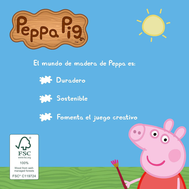 Peppa Pig CO07210 Tren de Madera Abuelo Holzzug Opa Pig, Mehrfarbig