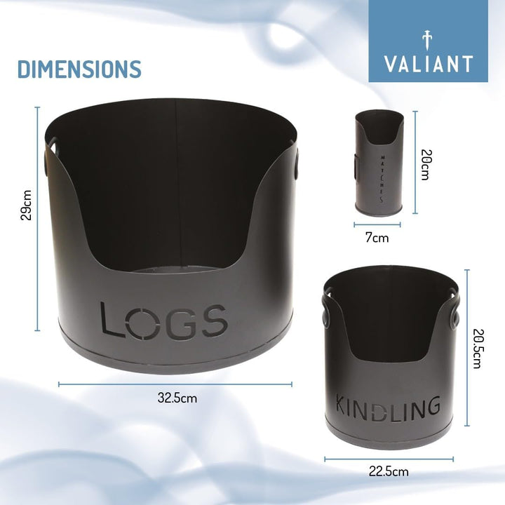 Valiant Kaminbesteck aus Metall, 3-teilig, Schwarz