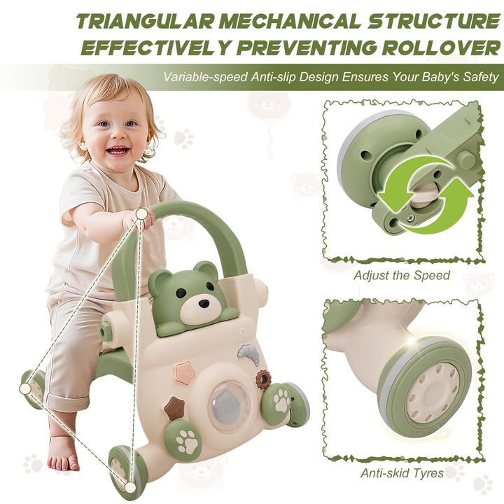 Baby Lauflernwagen 3 in1,mit Lichtern, Musik und Spielzeug,Regulierbarer Geschwindigkeit Baby Walker